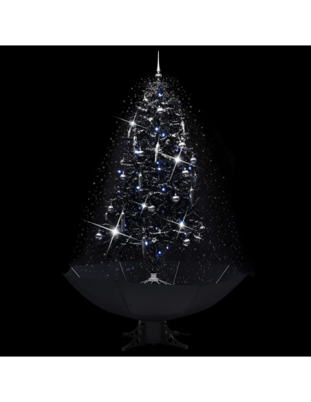 Albero di Natale con Nevicata e Base ad Ombrello Nero 190cm PVC