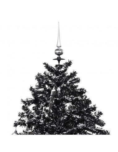 Albero di Natale con Nevicata e Base ad Ombrello Nero 190cm PVC