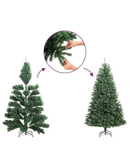 Albero di Natale Sottile con Legno Vero e Pigne Verde 150cm PVC