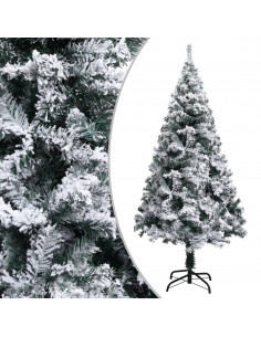 Albero di Natale Artificiale con Neve Fioccata Verde 150 cm PVC 2