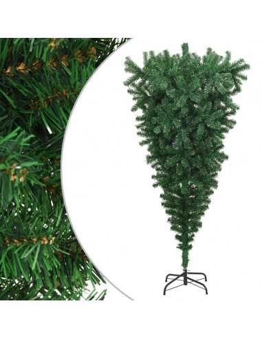 Albero di Natale Artificiale Capovolto con Supporto Verde 180 cm PVC