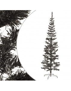 Albero di Natale Sottile Nero 210 cm 2