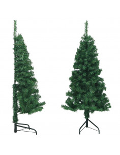 Albero di Natale Artificiale ad Angolo con Supporto Verde 120 cm PVC 2
