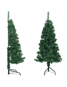 Albero di Natale Artificiale ad Angolo con Supporto Verde 150 cm PVC 2