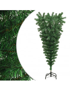 Albero di Natale Artificiale Capovolto con Supporto Verde 120 cm PVC 2