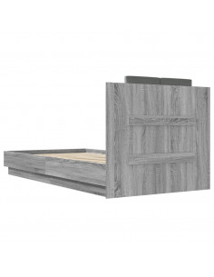 Giroletto con Testiera Grigio Sonoma 75x190cm Legno Multistrato