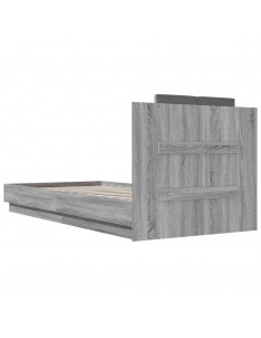 Giroletto con Testiera Grigio Sonoma 90x200cm Legno Multistrato