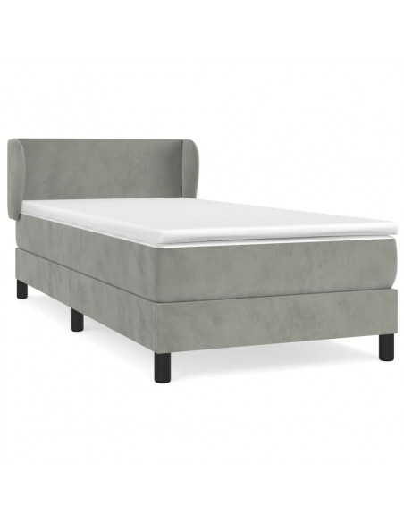 Giroletto a Molle con Materasso Grigio Chiaro 100x200cm Velluto