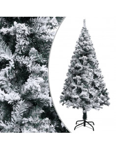 Albero di Natale Artificiale con Neve Fioccata Verde 120 cm PVC 2
