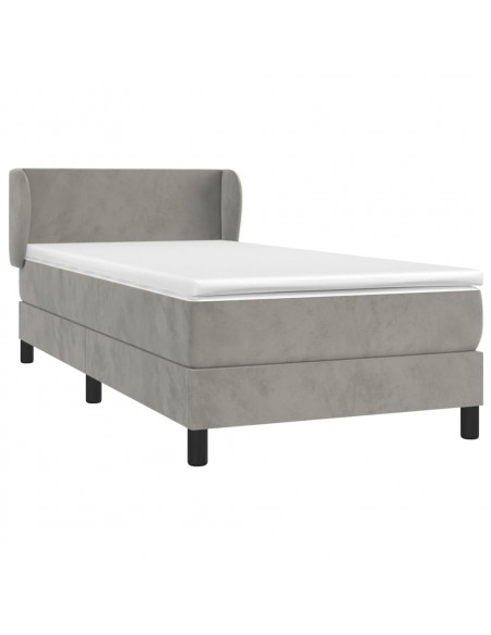 Giroletto a Molle con Materasso Grigio Chiaro 100x200cm Velluto