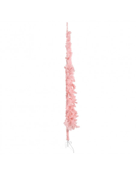 Albero Natale Artificiale Sottile a Metà e Supporto Rosa 240 cm