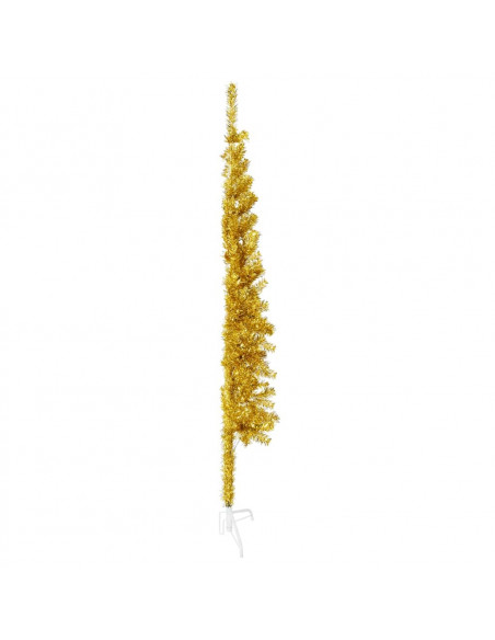 Albero Natale Artificiale Sottile a Metà con Supporto Oro 150cm