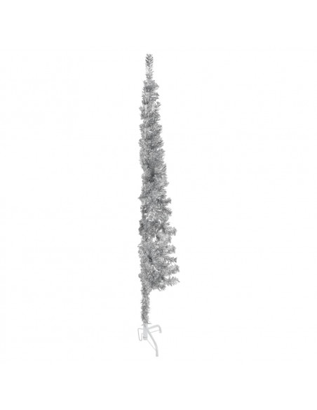 Albero Natale Artificiale Sottile a Metà Supporto Argento 150cm