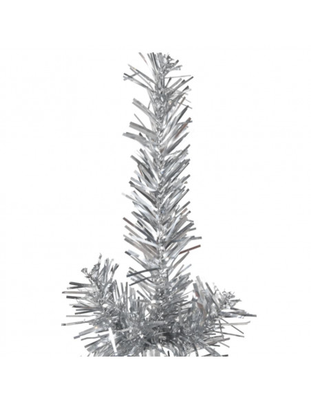 Albero Natale Artificiale Sottile a Metà Supporto Argento 210cm