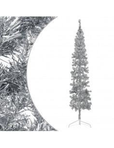Albero Natale Artificiale Sottile a Metà Supporto Argento 240cm 2