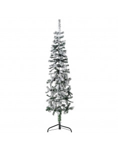 Albero Natale Artificiale Sottile a Metà Neve Fioccata 150 cm 2