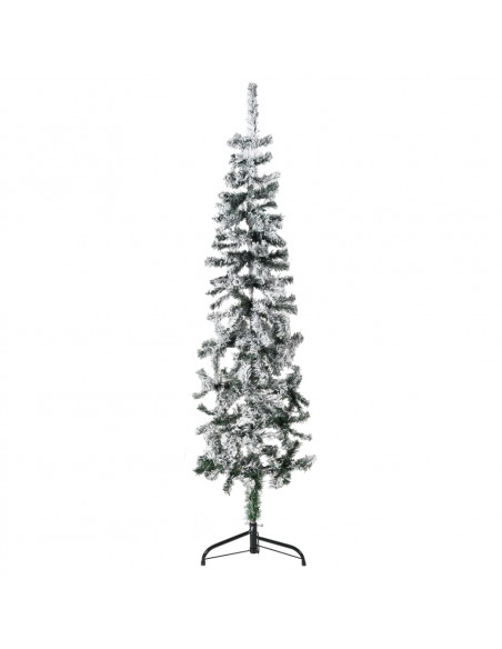 Albero Natale Artificiale Sottile a Metà Neve Fioccata 150 cm