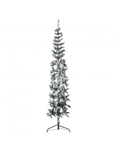 Albero Natale Artificiale Sottile a Metà Neve Fioccata 240 cm