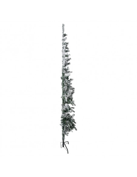 Albero Natale Artificiale Sottile a Metà Neve Fioccata 240 cm