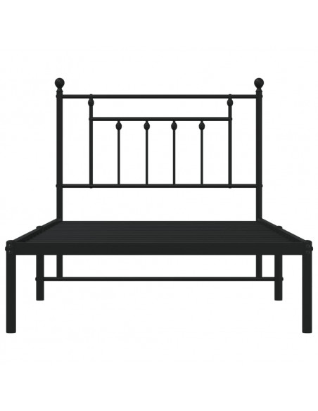 Giroletto con Testiera in Metallo Nero 100x190 cm