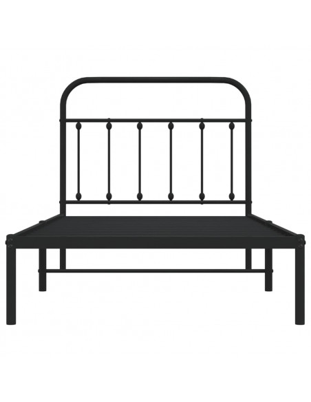 Giroletto con Testiera in Metallo Nero 100x190 cm