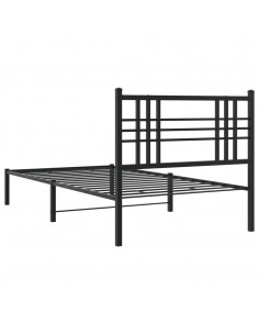 Giroletto con Testiera in Metallo Nero 100x190 cm