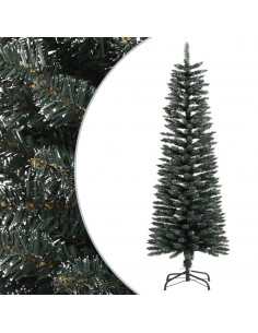 Albero di Natale Artificiale Sottile con Base Verde 120 cm PVC 2