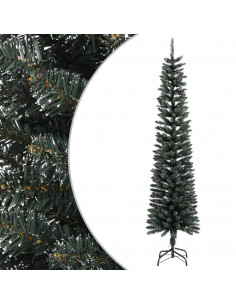 Albero di Natale Artificiale Sottile con Base Verde 240 cm PVC 2