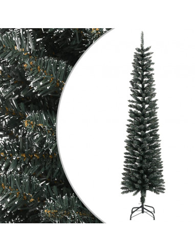 Albero di Natale Artificiale Sottile con Base Verde 240 cm PVC