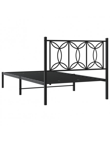 Giroletto con Testiera in Metallo Nero 100x190 cm