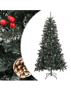 Albero di Natale Artificiale con Base Verde 210 cm PVC 2