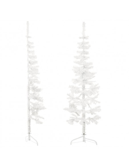 Albero Natale Artificiale Sottile a Metà Supporto Bianco 120 cm