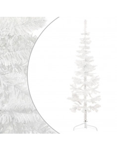 Albero Natale Artificiale Sottile a Metà Supporto Bianco 150 cm 2