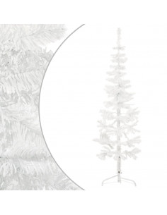 Albero Natale Artificiale Sottile a Metà Supporto Bianco 180 cm 2