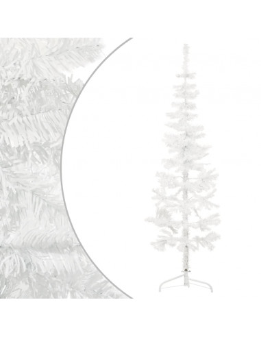 Albero Natale Artificiale Sottile a Metà Supporto Bianco 180 cm