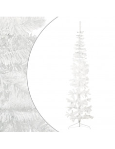 Albero Natale Artificiale Sottile a Metà Supporto Bianco 210 cm 2