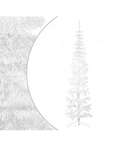 Albero Natale Artificiale Sottile a Metà Supporto Bianco 210 cm