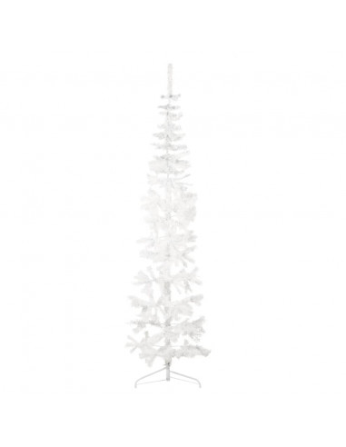 Albero Natale Artificiale Sottile a Metà Supporto Bianco 210 cm