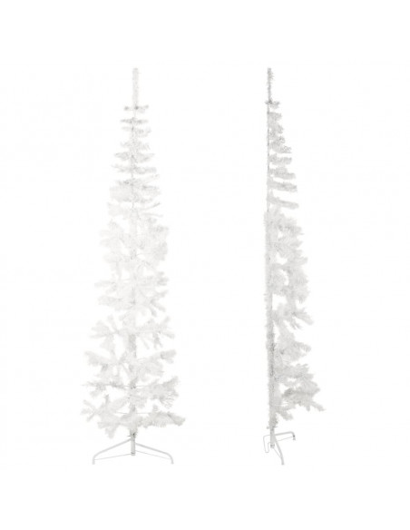 Albero Natale Artificiale Sottile a Metà Supporto Bianco 210 cm