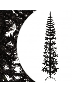 Albero Natale Artificiale Sottile a Metà e Supporto Nero 240 cm 2