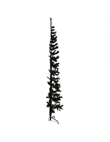 Albero Natale Artificiale Sottile a Metà e Supporto Nero 240 cm