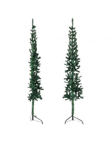 Albero Natale Artificiale Sottile a Metà Supporto Verde 120 cm