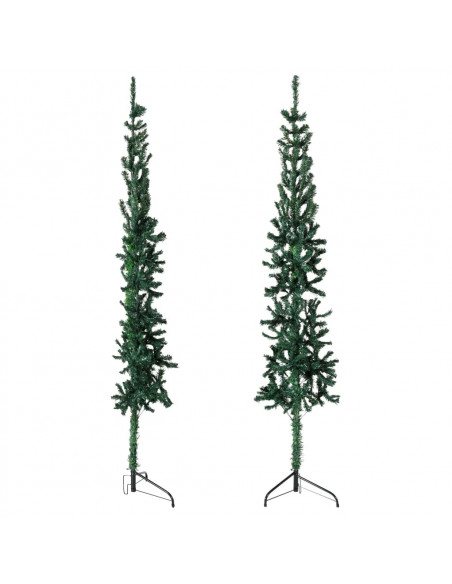 Albero Natale Artificiale Sottile a Metà Supporto Verde 120 cm