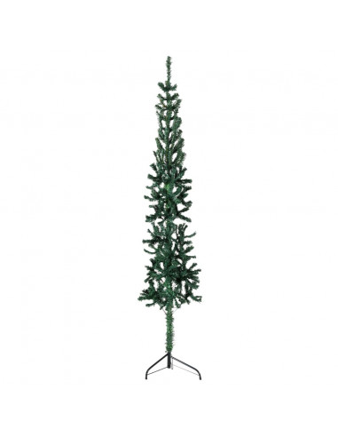 Albero Natale Artificiale Sottile a Metà Supporto Verde 150 cm