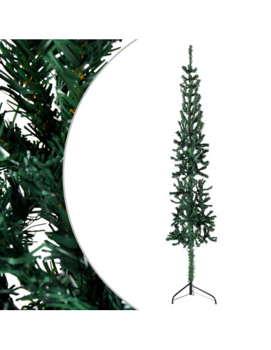Albero Natale Artificiale Sottile a Metà Supporto Verde 180 cm