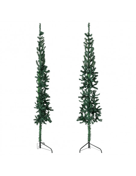 Albero Natale Artificiale Sottile a Metà Supporto Verde 180 cm