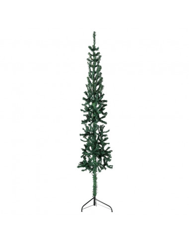 Albero Natale Artificiale Sottile a Metà Supporto Verde 180 cm