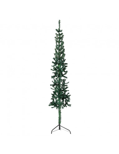 Albero Natale Artificiale Sottile a Metà Supporto Verde 210 cm