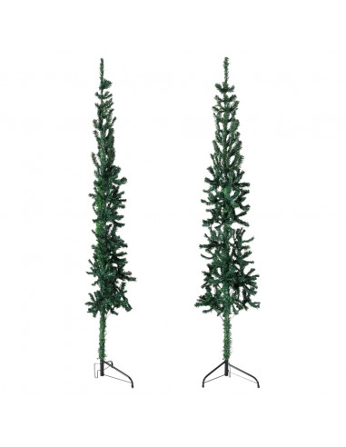 Albero Natale Artificiale Sottile a Metà Supporto Verde 240 cm