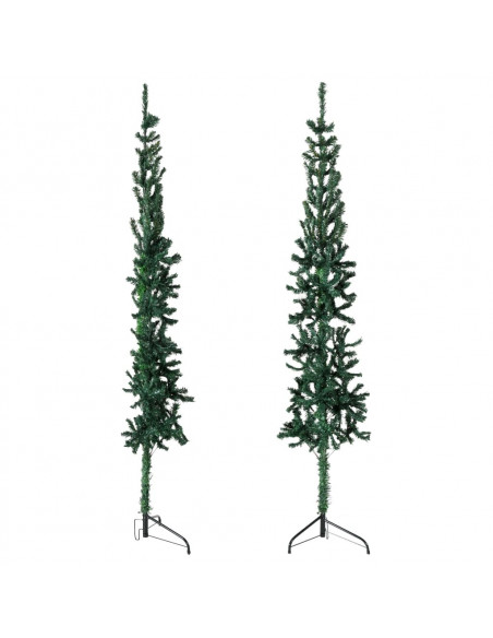 Albero Natale Artificiale Sottile a Metà Supporto Verde 240 cm